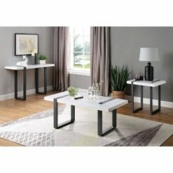 Druse Coffee Table with U-Shaped Legs White/Black - miBasics -Coffee Tables Elegant store unnamed file 3387