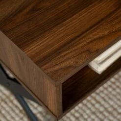 Nia Rustic Modern X Leg Storage Coffee Table - Saracina Home Dark Walnut -Coffee Tables Elegant store unnamed file 339