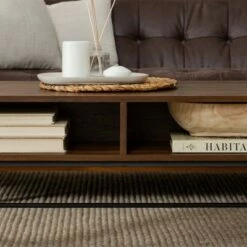 Nia Rustic Modern X Leg Storage Coffee Table - Saracina Home Dark Walnut -Coffee Tables Elegant store unnamed file 341