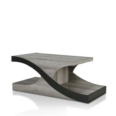 Diegga Curved Design Coffee Table Vintage Gray/Oak - miBasics 4 Diegga Curved Design Coffee Table Vintage Gray/Oak - miBasics - Image 2