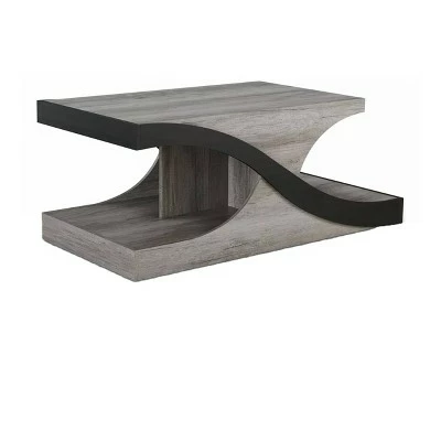 Diegga Curved Design Coffee Table Vintage Gray/Oak - miBasics 5 Diegga Curved Design Coffee Table Vintage Gray/Oak - miBasics - Image 3