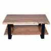 Sled Metal Leg Support with Live Edge Wood Shelves Farmhouse Coffee Table Brown/Black - The Urban Port