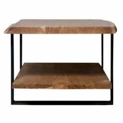 Sled Metal Leg Support with Live Edge Wood Shelves Farmhouse Coffee Table Brown/Black - The Urban Port -Coffee Tables Elegant store unnamed file 3442