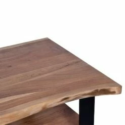 Sled Metal Leg Support with Live Edge Wood Shelves Farmhouse Coffee Table Brown/Black - The Urban Port -Coffee Tables Elegant store unnamed file 3443