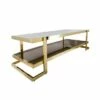 Metal/Marble Glass Coffee Table Gold/White - Sagebrook Home