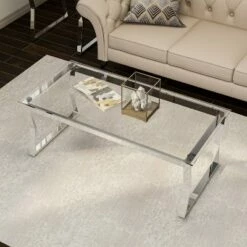 Lindria Coffee Table with Tempered Glass Top - miBasics Chrome -Coffee Tables Elegant store unnamed file 3501