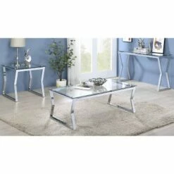 Lindria Coffee Table with Tempered Glass Top - miBasics Chrome -Coffee Tables Elegant store unnamed file 3502