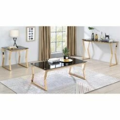 Lindria Coffee Table with Tempered Glass Top - miBasics Chrome -Coffee Tables Elegant store unnamed file 3503