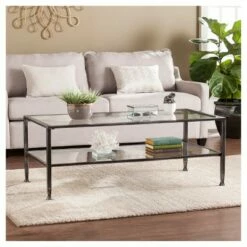 Jamel Rectangular Open Shelf Cocktail Table - Aiden Lane Black