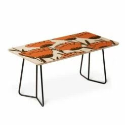 Alisa Galitsyna Red Hand Drawn Poppies Coffee Table - Deny Designs Orange/gold