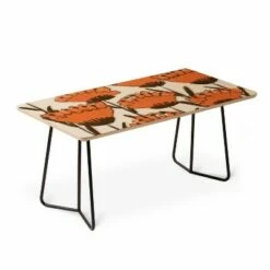 Alisa Galitsyna Red Hand Drawn Poppies Coffee Table - Deny Designs Orange/gold -Coffee Tables Elegant store unnamed file 3545