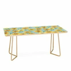 Ninola Design Countryside Sunflowers Summer Blue Coffee Table - Deny Designs Blue/gold -Coffee Tables Elegant store unnamed file 3551