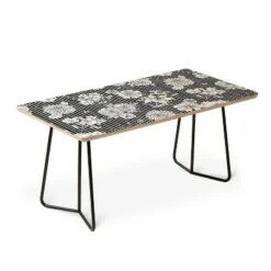 Ninola Designed Flowers and Striped Coffee Table - Deny Designs Black -Coffee Tables Elegant store unnamed file 3562