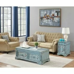 Sylvania 2 Drawers Lift Top Castered Cocktail Table Blue - Treasure Trove Accents -Coffee Tables Elegant store unnamed file 3586