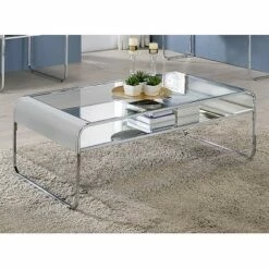 Milrix Coffee Table with Glass Top - miBasics Gold