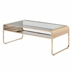 Milrix Coffee Table with Glass Top - miBasics Gold -Coffee Tables Elegant store unnamed file 3602
