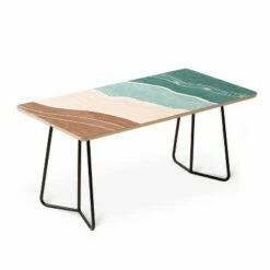 Marta Barragan Camarasa Modern Beach Abstract Coffee Table - Deny Designs Green/gold