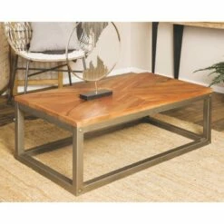Olivia & May Modern Metal Coffee Table Brown - Olivia & May