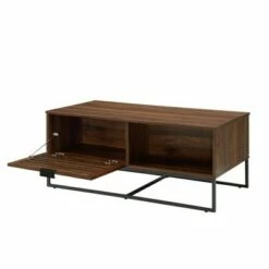 42" Visconti Boho Slat Door Coffee Table - Saracina Home Dark Walnut
