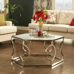 Alverne Hexagonal Cocktail Table Chrome - Inspire Q