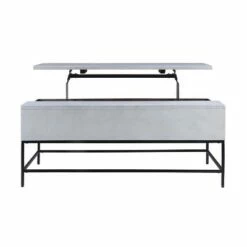 46" Lift Top Storage Mango Wood Coffee Table with Tubular Metal Base White/Black - The Urban Port -Coffee Tables Elegant store unnamed file 3641