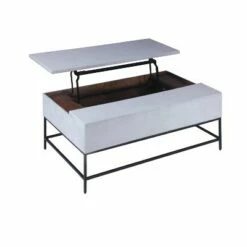 46" Lift Top Storage Mango Wood Coffee Table with Tubular Metal Base White/Black - The Urban Port -Coffee Tables Elegant store unnamed file 3642