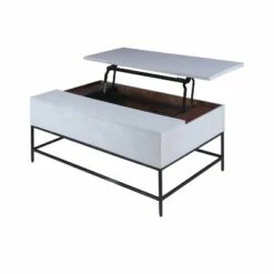 46" Lift Top Storage Mango Wood Coffee Table with Tubular Metal Base White/Black - The Urban Port -Coffee Tables Elegant store unnamed file 3643