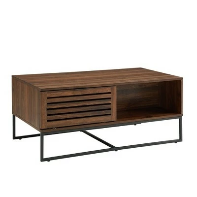 42" Visconti Boho Slat Door Coffee Table - Saracina Home Dark Walnut 6 42" Visconti Boho Slat Door Coffee Table - Saracina Home Dark Walnut - Image 4
