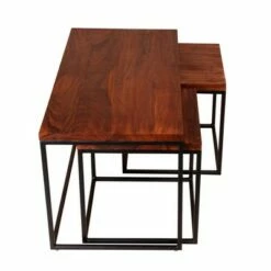 3pc Solid Wood Coffee Table Set with Grain Details and Metal Frame Brown - The Urban Port 16 3pc Solid Wood Coffee Table Set with Grain Details and Metal Frame Brown - The Urban Port -Coffee Tables Elegant store unnamed file 3686
