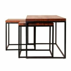 3pc Solid Wood Coffee Table Set with Grain Details and Metal Frame Brown - The Urban Port 19 3pc Solid Wood Coffee Table Set with Grain Details and Metal Frame Brown - The Urban Port -Coffee Tables Elegant store unnamed file 3689
