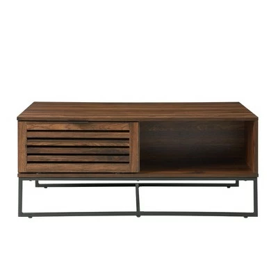 42" Visconti Boho Slat Door Coffee Table - Saracina Home Dark Walnut 9 42" Visconti Boho Slat Door Coffee Table - Saracina Home Dark Walnut - Image 7