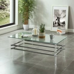 Kritzy Glass Top Coffee Table Chrome - miBasics