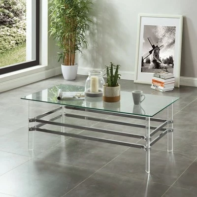 Kritzy Glass Top Coffee Table Chrome - miBasics 3 Kritzy Glass Top Coffee Table Chrome - miBasics