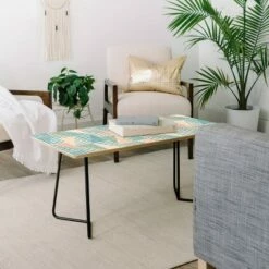 Wagner Campelo Facoidal Coffee Table - Deny Designs Blue/gold -Coffee Tables Elegant store unnamed file 3711