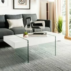 Jacob Glass Coffee Table - Safavieh White