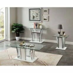 Tegan Glass Top Coffee Table Glossy White/Chrome - miBasics -Coffee Tables Elegant store unnamed file 3727
