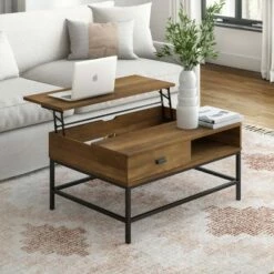Fort Worth Wood Grain Finish Lift Top Coffee Table Brown - CorLiving