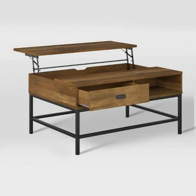 Fort Worth Wood Grain Finish Lift Top Coffee Table Brown - CorLiving 5 Fort Worth Wood Grain Finish Lift Top Coffee Table Brown - CorLiving - Image 3