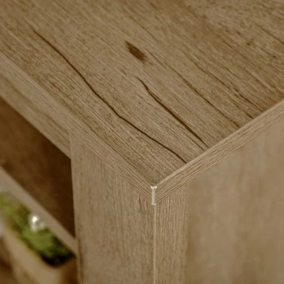 HOMCOM Farmhouse Coffee Table with Enclosed Storage Cabinet Adjustable Open Shelves and Elevated Base Oak 9 HOMCOM Farmhouse Coffee Table with Enclosed Storage Cabinet Adjustable Open Shelves and Elevated Base Oak - Image 7