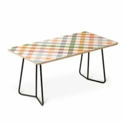 Ninola Design Countryside Gingham Picnic Diagonal Coffee Table - Deny Designs Green/gold
