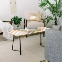 Ninola Design Countryside Gingham Picnic Diagonal Coffee Table - Deny Designs Green/gold -Coffee Tables Elegant store unnamed file 3815