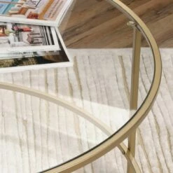 International Luxury Coffee Table Satin Gold/Clear Glass Finish - Sauder -Coffee Tables Elegant store unnamed file 3850