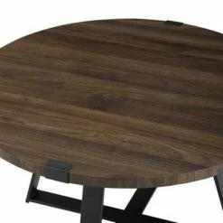 Wrightson Urban Industrial Faux Wrap Leg Round Coffee Table - Saracina Home Dark Walnut -Coffee Tables Elegant store unnamed file 3863