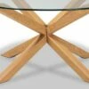 Lida Glass and Wood Finished Coffee Table Clear/Natural - Baxton Studio