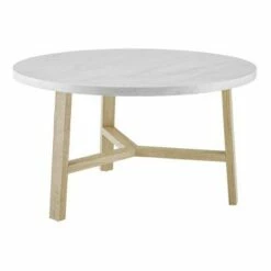 30" Modern Round Y Leg Coffee Table - Saracina Home Faux White Marble/light Oak -Coffee Tables Elegant store unnamed file 3898