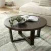 Elm Lane Farmhouse Modern Wood Round Coffee Table 40" Wide Dark Brown Crossed for Spaces Living Room Home House Home House Office -Coffee Tables Elegant store unnamed file 3899