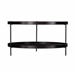Vermicelli Round Farmhouse Style Cocktail Table Black - Aiden Lane
