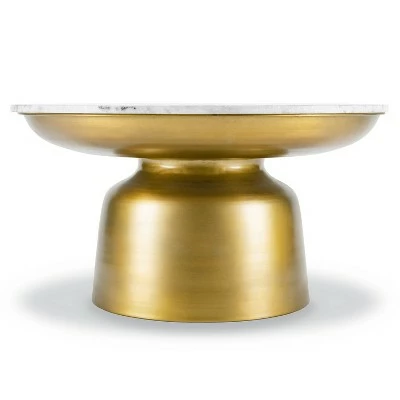 Poly & Bark Fernando Modern Coffee Table White Marble/Antique Brass - Poly & Bark 3 Poly & Bark Fernando Modern Coffee Table White Marble/Antique Brass - Poly & Bark