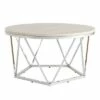 Laconia Faux Stone Round Coffee Table - Aiden Lane White/silver