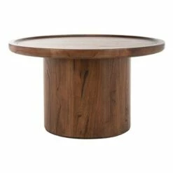 Devin Round Pedestal Coffee Table - Safavieh Dark Brown -Coffee Tables Elegant store unnamed file 4029